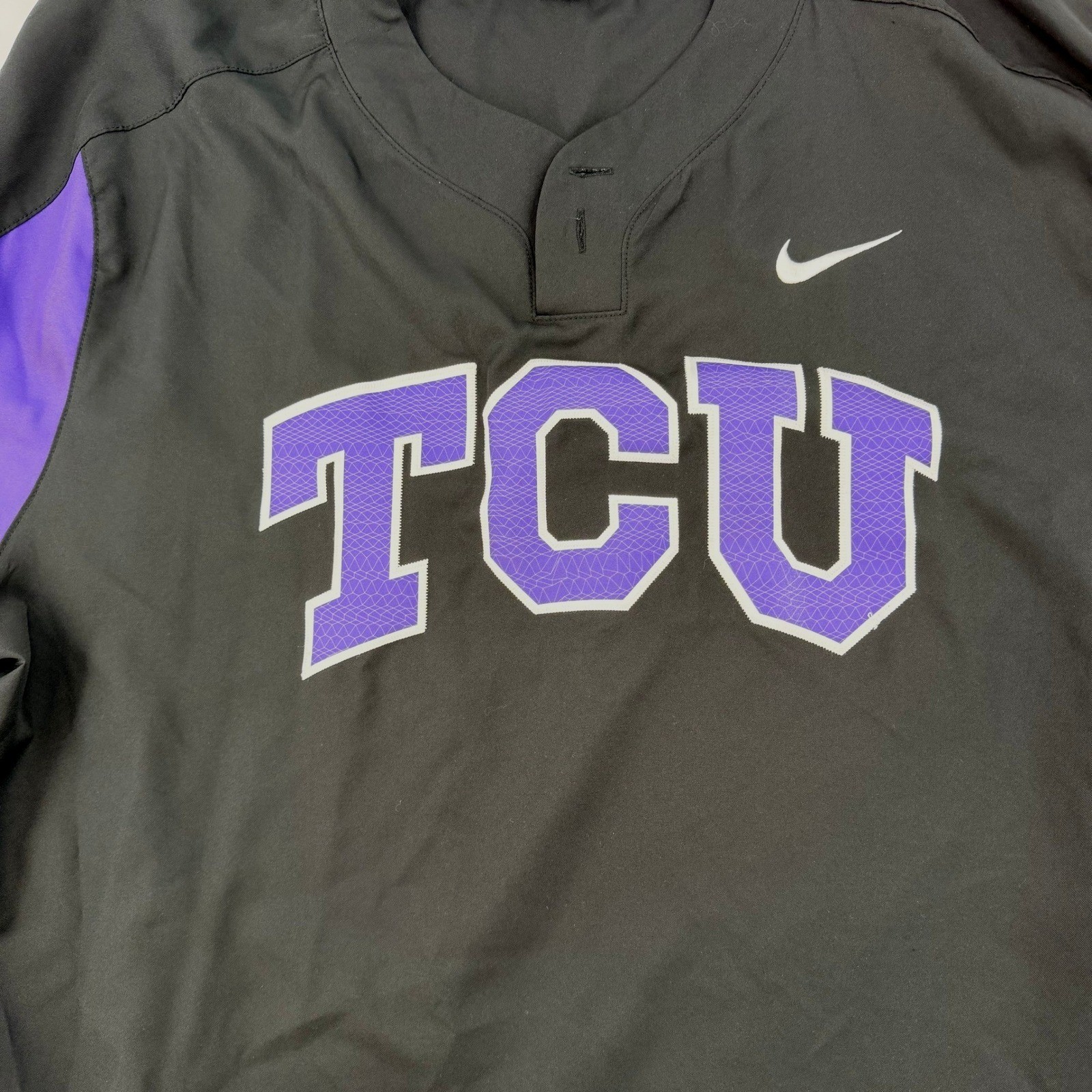 Nike BSBL TCU Horned Frogs Baseball Dri-FIT Pullover Shirt Mens 3XL Black Purple gallery