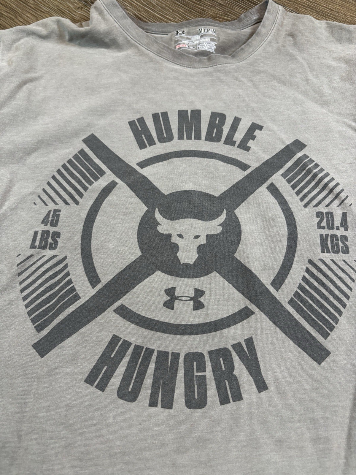 UNDER ARMOUR HUMBLE HUNGRY BULL GRAY LARGE ATHLETIC T-SHIRT PROJECT ROCK MEDIUM gallery