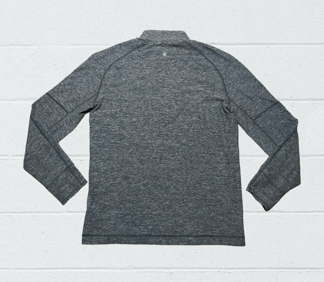 Lululemon Surge Warm Half 1/2 Zip Pullover Men's XL Gray Mini Akido Stripe EUC gallery
