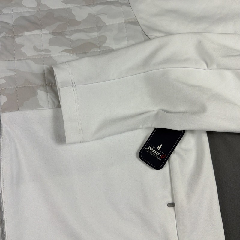 Johnnie-O Golf Jacket Hybrid Sleeve Logo Medium White Polyester NWT MSRP $228 gallery