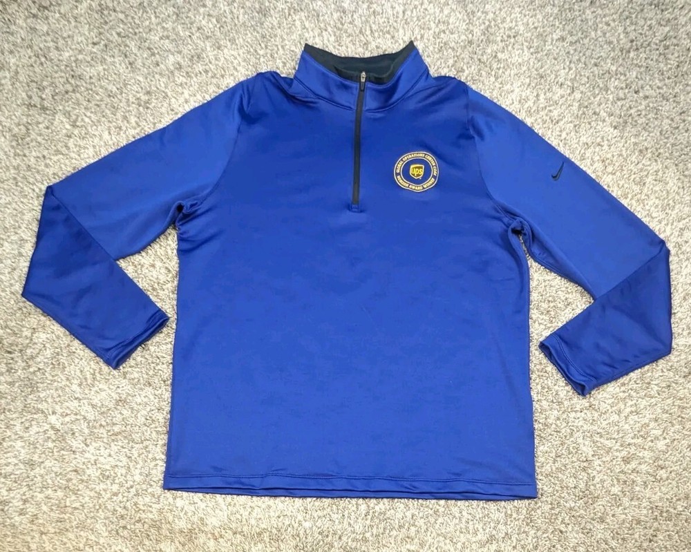 Nike Pullover Mens Large Golf Dri Fit Blue 1/4 Quarter Zip Performance UPS