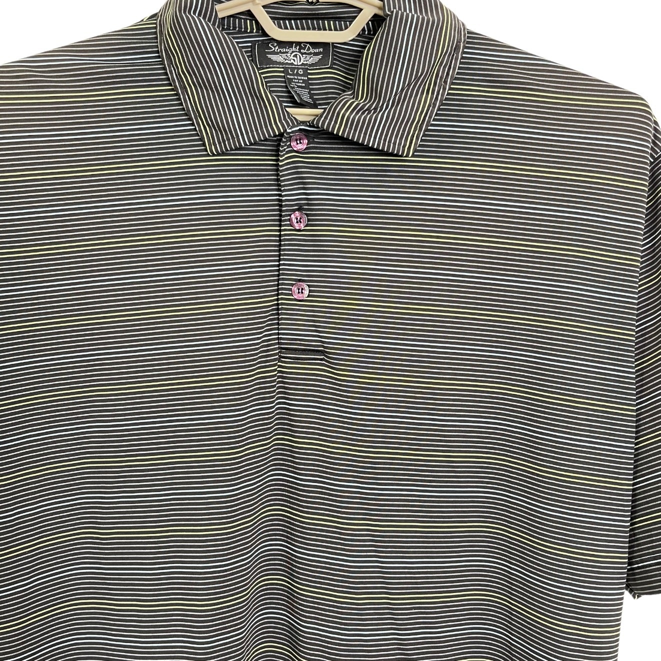 Straight Down Mens Performance Golf Polo Shirt Stripe Size Large gallery