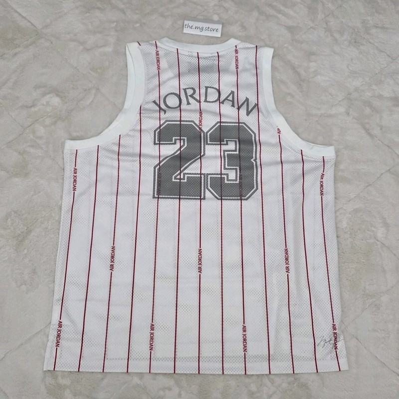 Air Jordan Basketball Jersey Pinstripe White Red DM1380 100 Men's Sz XL NWT gallery