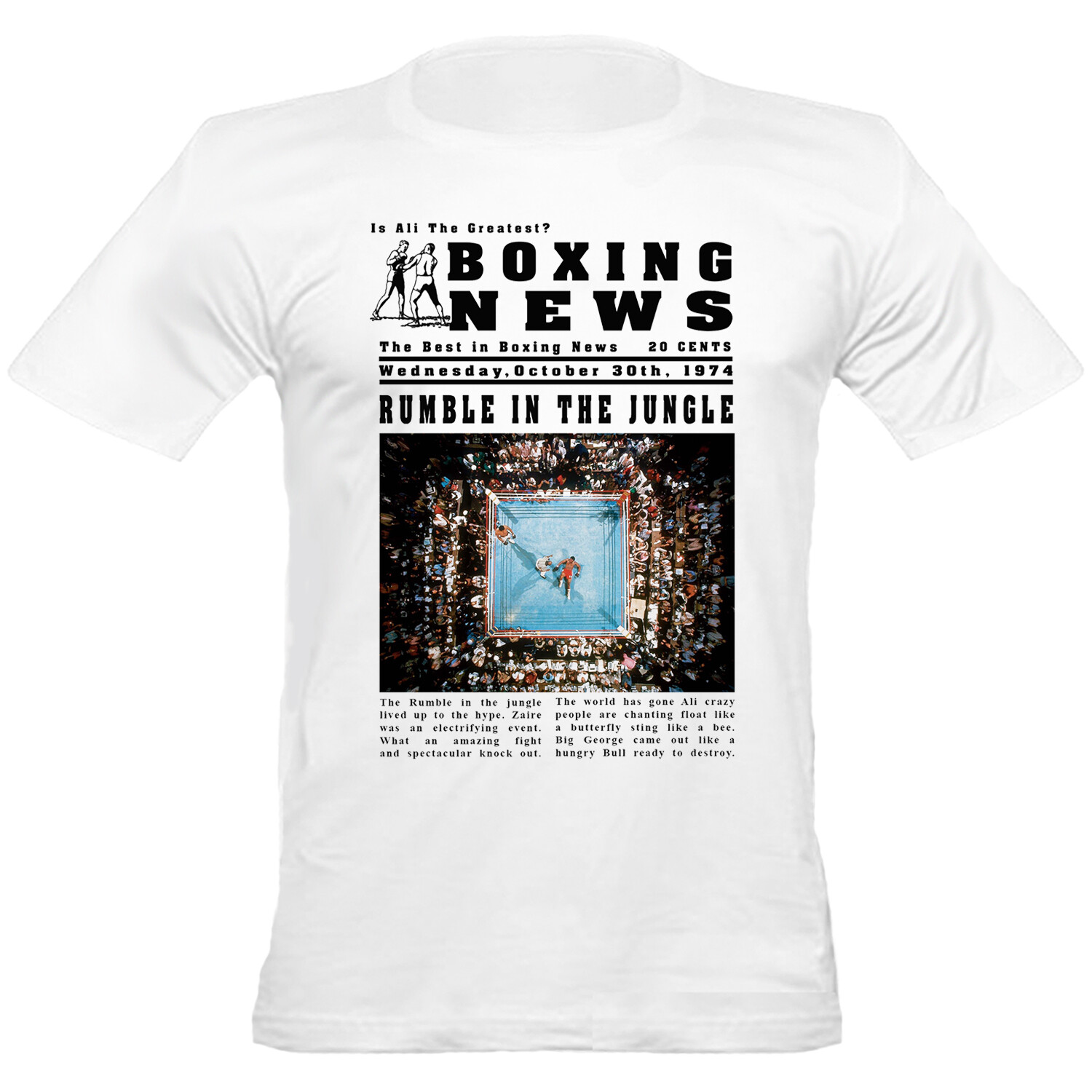 Muhammad Ali Vs George Forman Boxing T-Shirt, Regular Fit, White gallery