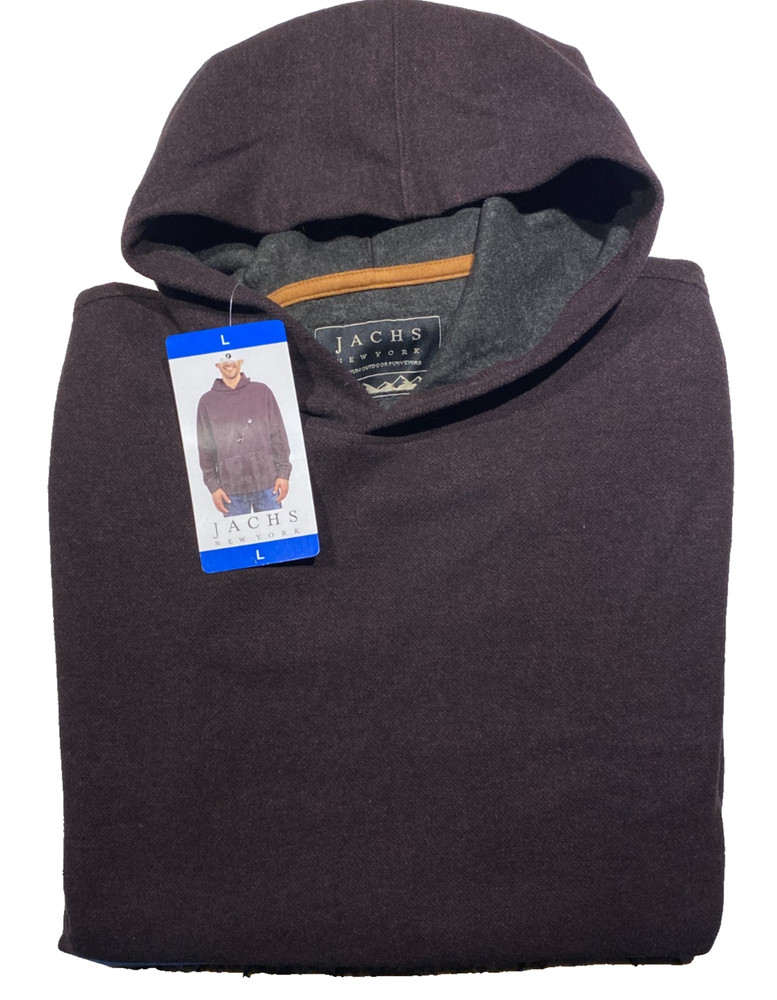 Men's Jachs New York Brushed and Heathered Hoodie Large Dark Red - NWT!
