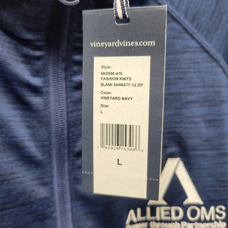 NEW Vineyard Vines Performance 1/2 Zip Mens Large Blue Sankaty Company LOGO gallery