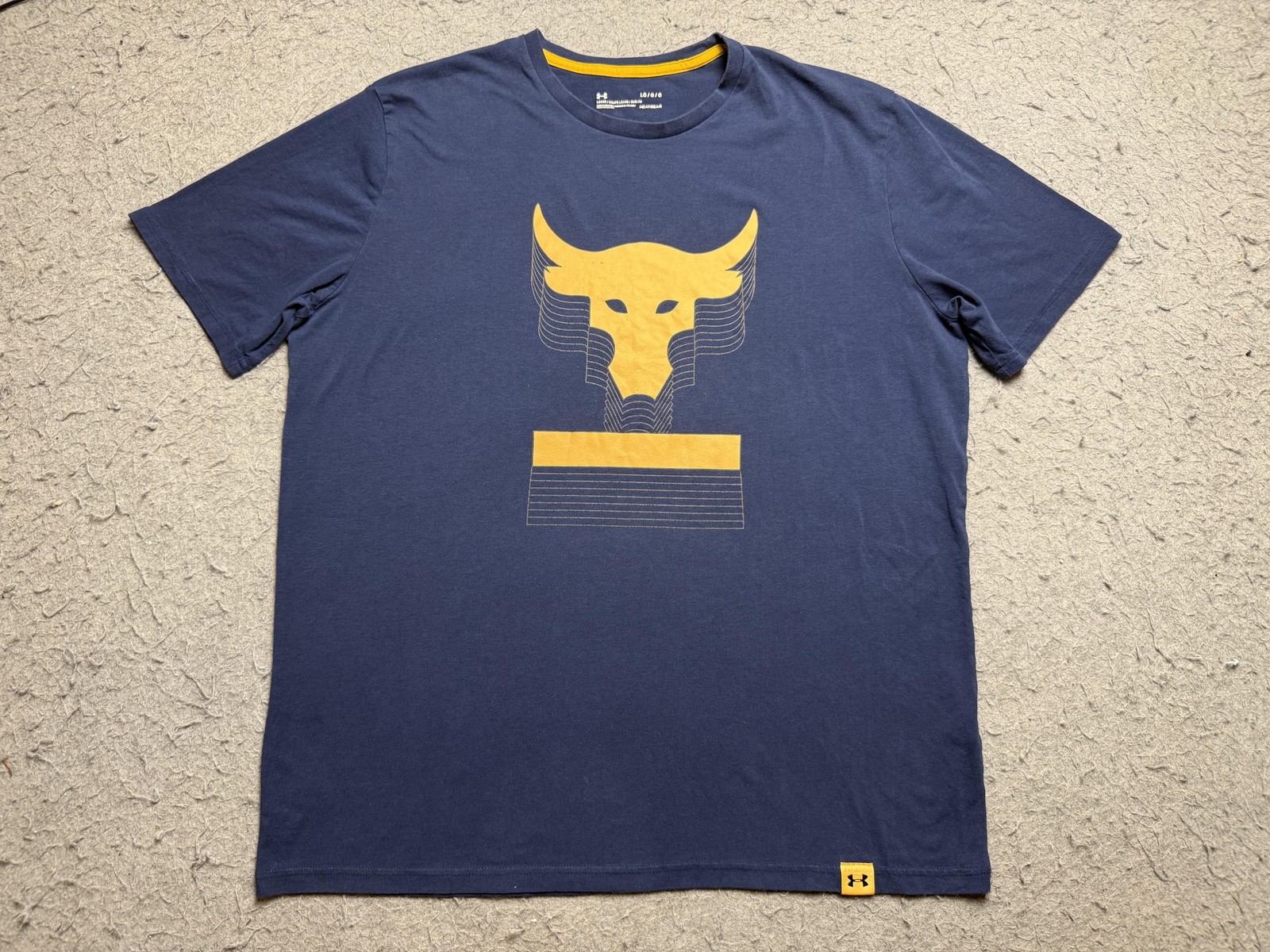 Under Armour HeatGear Project Rock Shirt Mens Large Blue Short Sleeve Bull Logo gallery