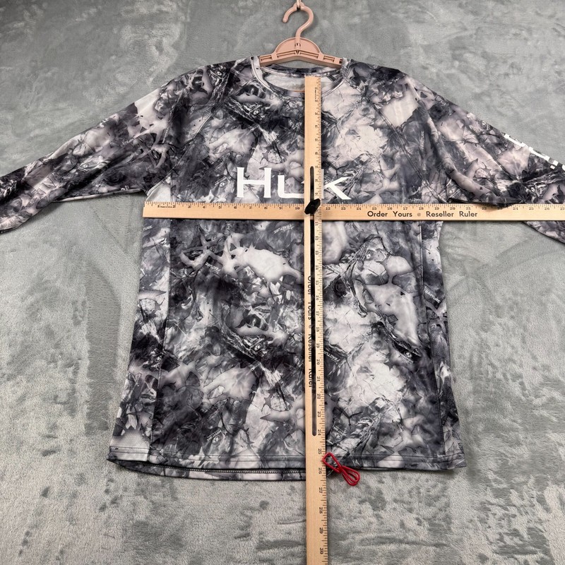 Huk Fishing Shirt Mens Medium Gray Camo Fracture Performance Long Sleeve Tee gallery
