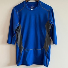 Nike Pro Combat Dri-FIT Cut Off Sleeve Compression Shirt Blue Grey Mens Large