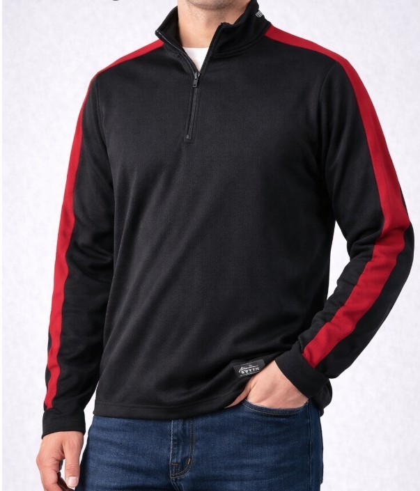 Eddie Bauer EBTEK Resolution 1/4 Zip Pullover Men's Large Black & Red Polyester gallery