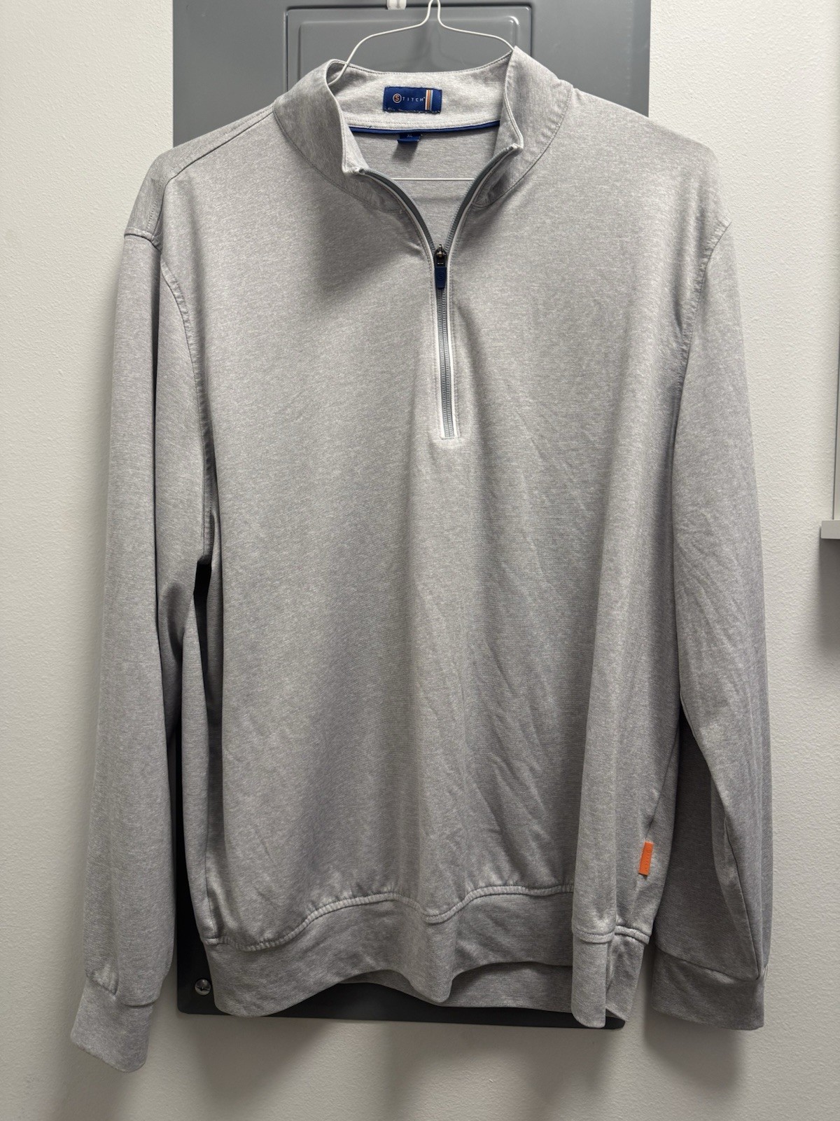 Stitch Golf Men’s XL Heather Gray Stretch Performance 1/4 Zip Pullover EUC BCC gallery