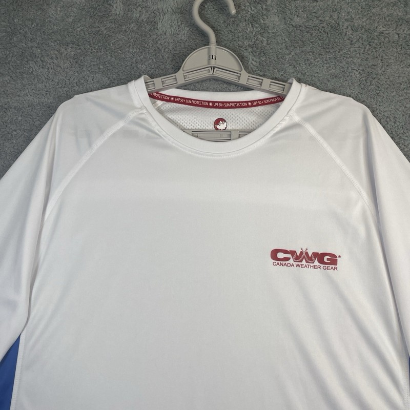Canada Weather Gear Sun Shirt Men Large White LS UPF 50+ Hike Swim Rash Guard gallery