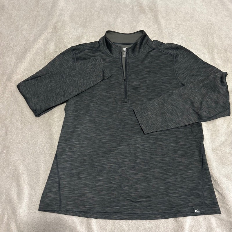 REI Co-op 1/4 Zip Pullover Mens L Gray Space Dye Performance Fleece run hike gallery