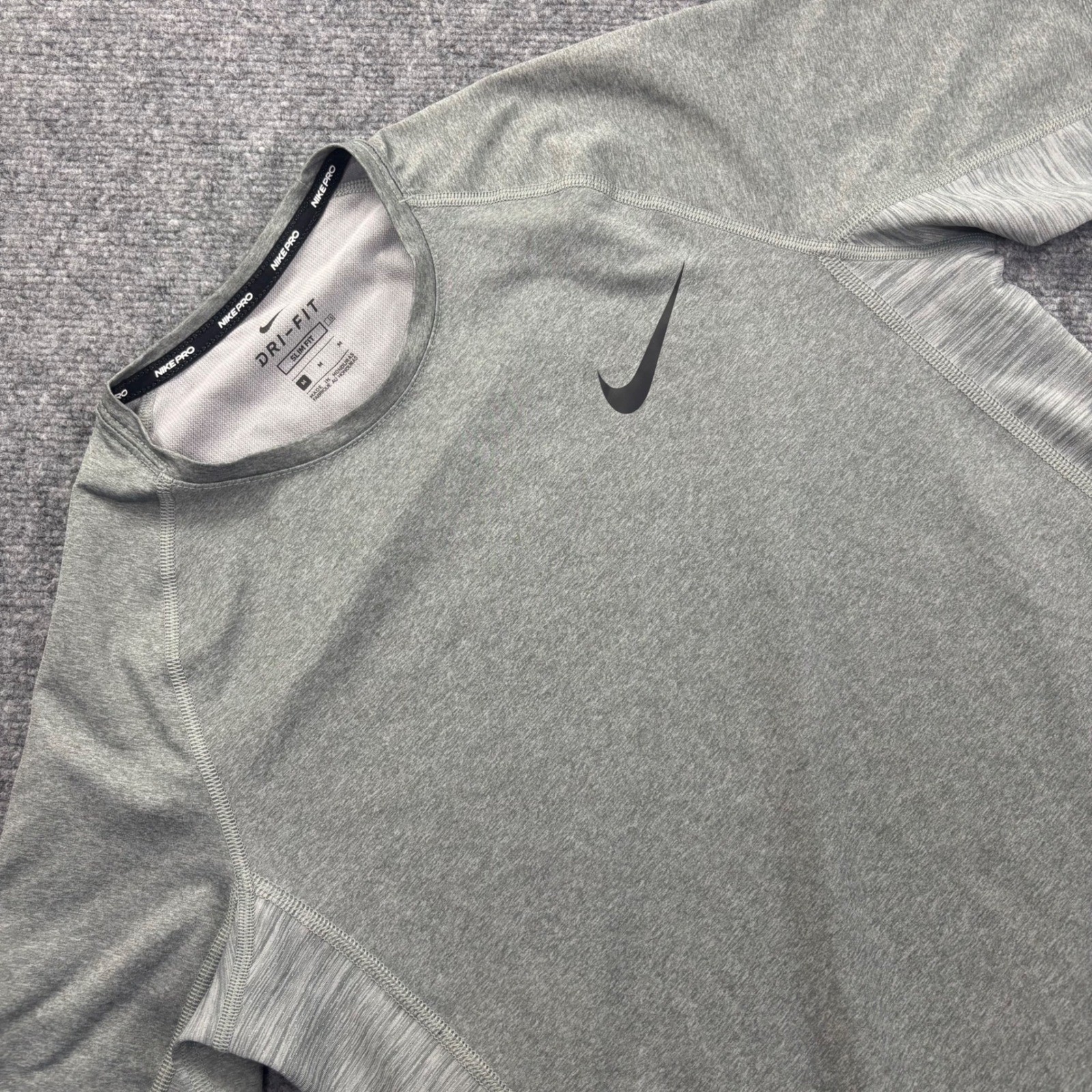 Nike Pro Dri-FIT T-Shirt Size Medium Gray Slim Fit Short Sleeve Men's gallery