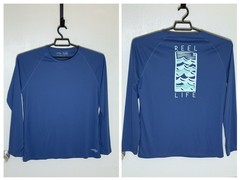 Reel Life Stretch Rash Guard Fishing Top Long Sleeve Thumbholes Mens XL Blue