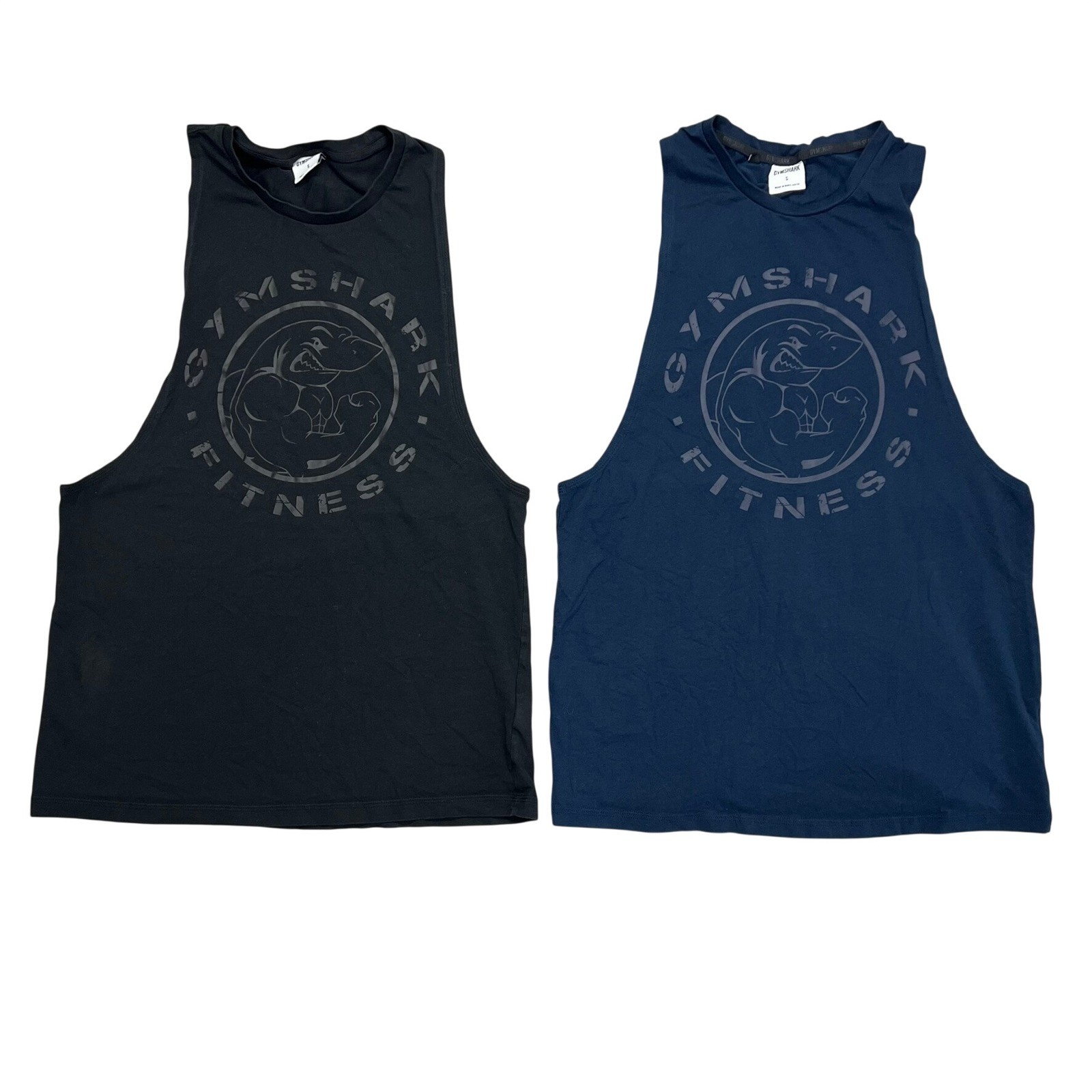 Gymshark Fitness Muscle Tank Top 2 Pack Mens Small Black Navy Blue Workout Gym gallery