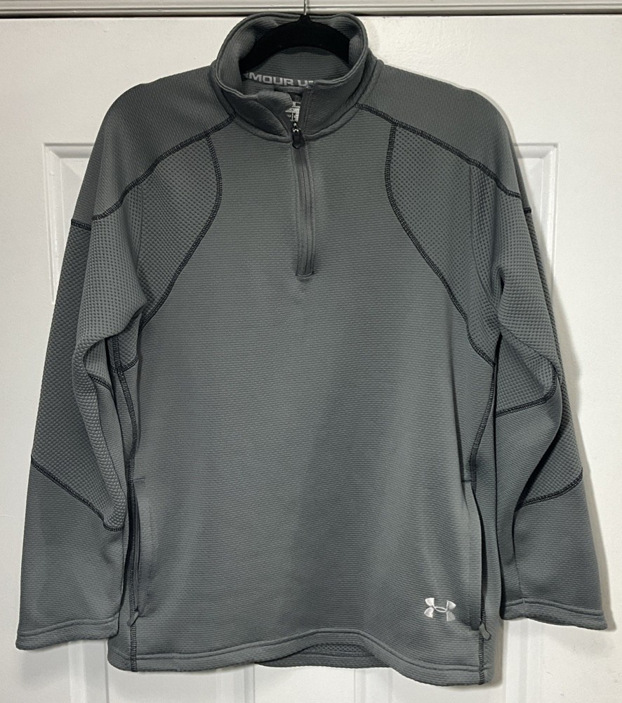 Under Armour All Season Gear Grey Loose 1/4 Zip Pull Over Zipper Pockets Medium