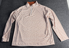 Deolax Men’s XL 1/4 Zip Texas Burnt Orange and White Pull Over Poly/Spandex