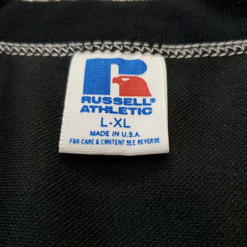 Vintage Russell Athletic Mesh Football Jersey Size L-XL Black USA Made Muscle gallery