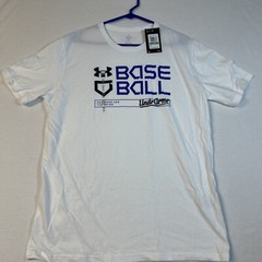 Under Armour Woodmark Baseball Short Sleeve Tshirt Mens Large 1374008-100 White
