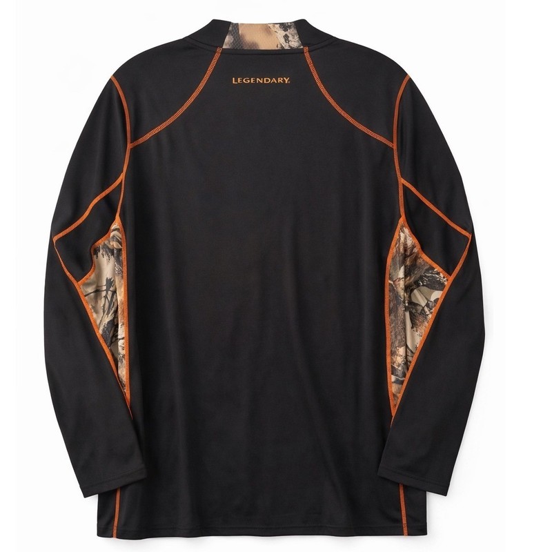 Legendary Whitetails 1/4 Zip Performance Mens Black Camo Hunting Base Layer XL gallery
