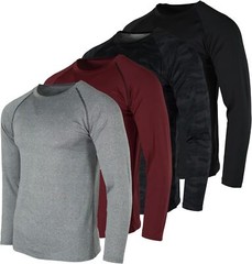 Real Essentials 4 Pack: Men’s Compression Long-Sleeve T-Shirt Medium, Set E
