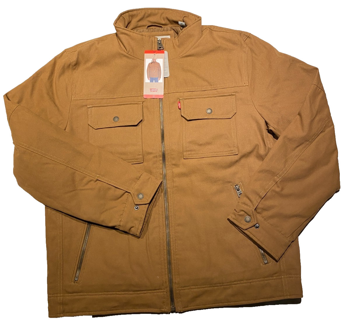 Men's Levi's Canvas Stand Collar Full-Zip Jacket Med Tan NWT! gallery