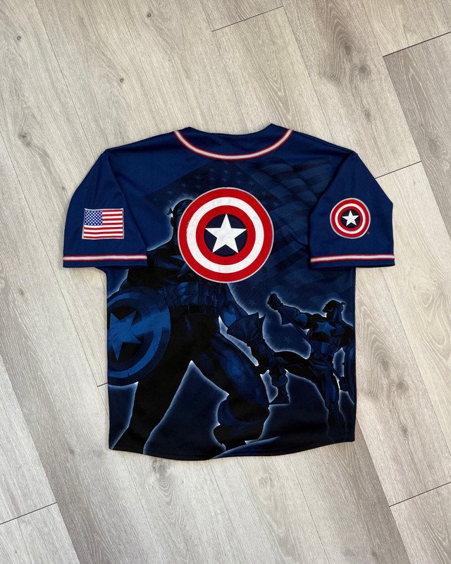 Vintage 2002 Marvel Comics Captain America Baseball Jersey - Size Large gallery