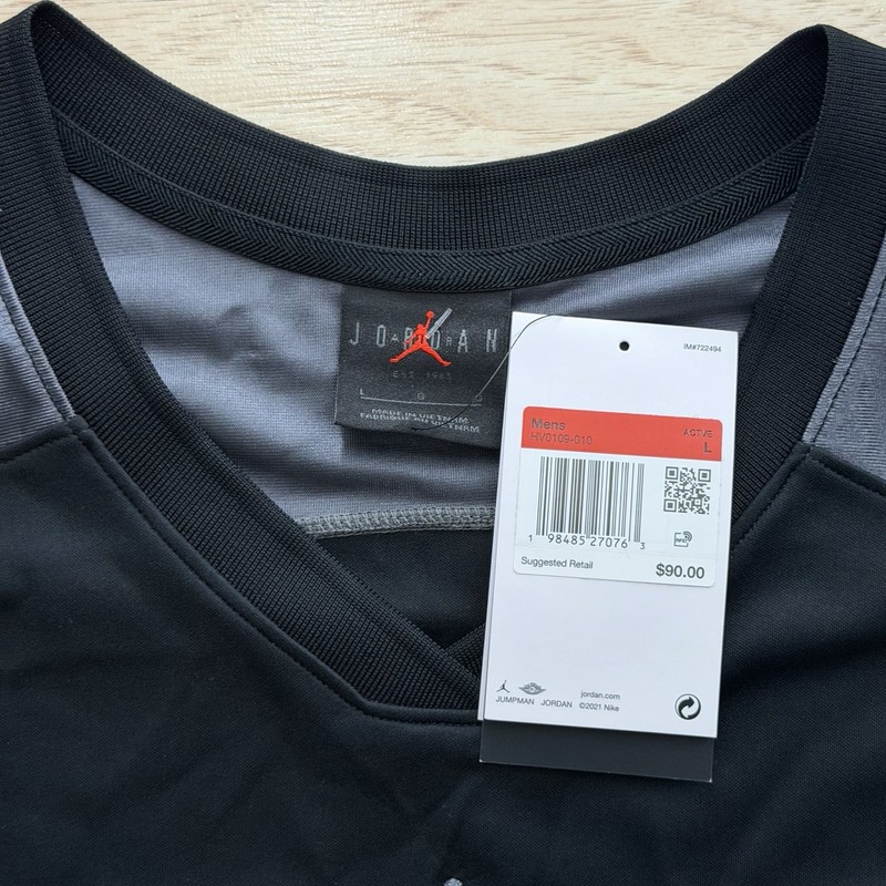Size L - Jordan Brooklyn Collegiate Hockey Jersey Black Grey HV0109-010 (New) gallery