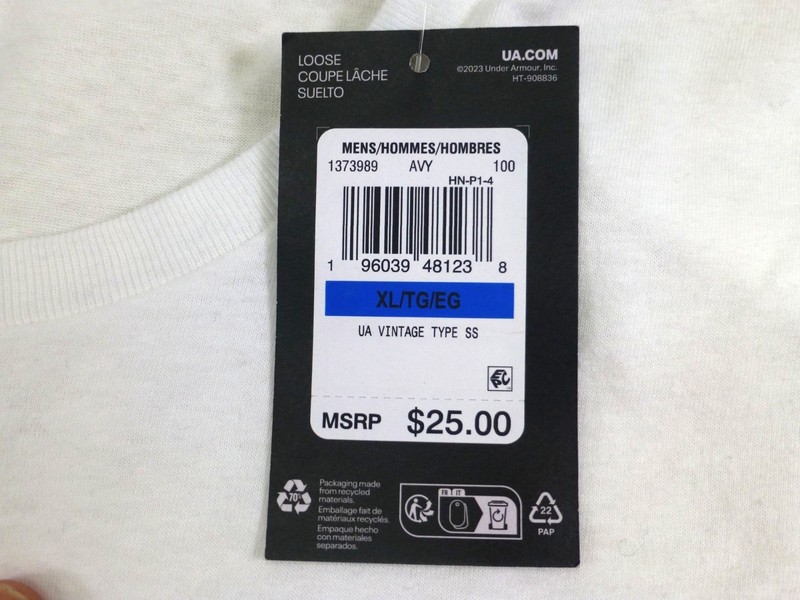 Under Armour Mens XL Loose Fit Vintage White T-Shirt Finest Quality Sport Appare gallery