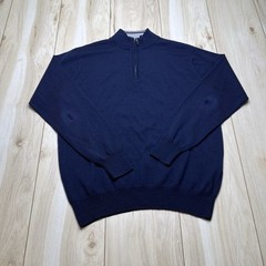 PETER MILLAR 1/4 Zip Pullover Sweater Silk Cashmere Blend Blue Men Sz Medium