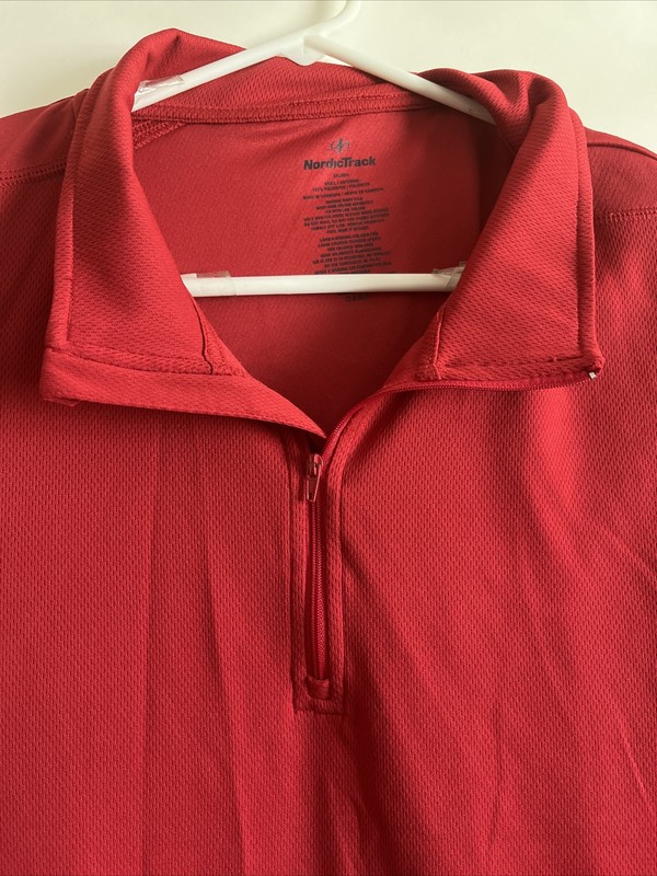 NordicTrack Men's XXL Pullover 1/4 Zip Long Sleeve Red Shirt Gym Sports 2XL gallery