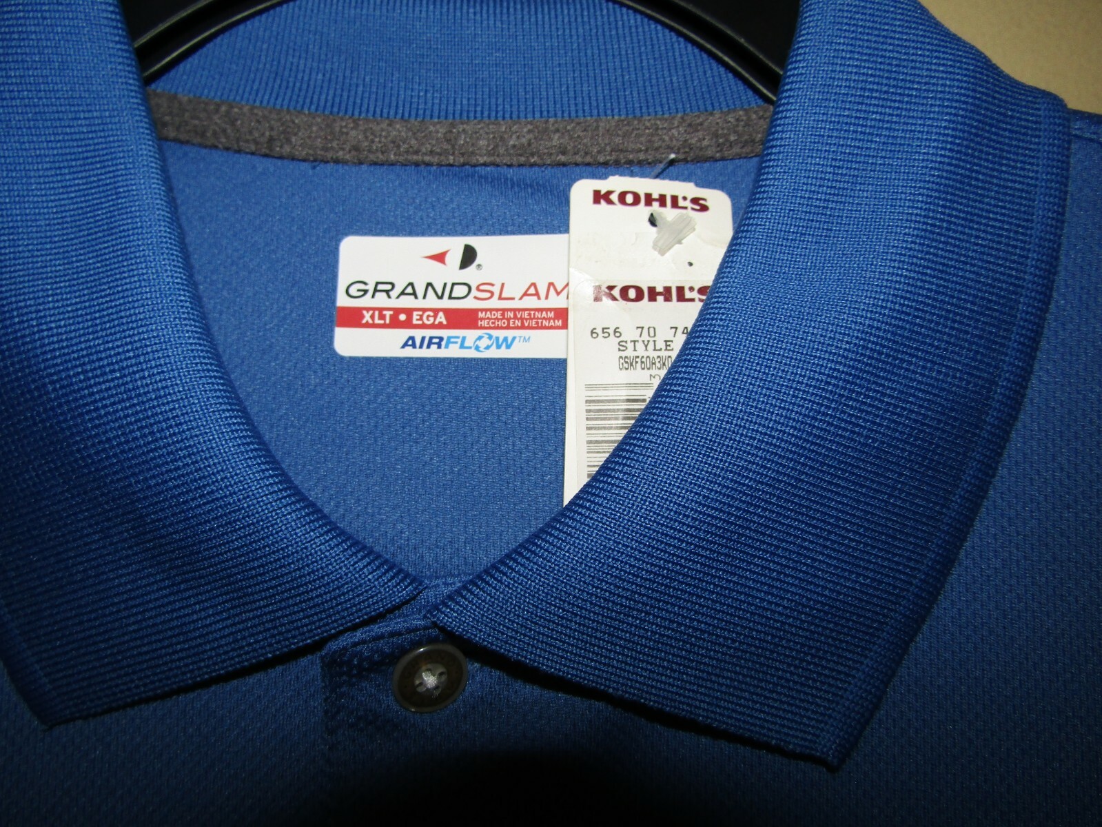 GRAND SLAM AIRFLOW Big & Tall MENS XXT Polo GOLF Shirt AIRFLOW Blue/Gray gallery