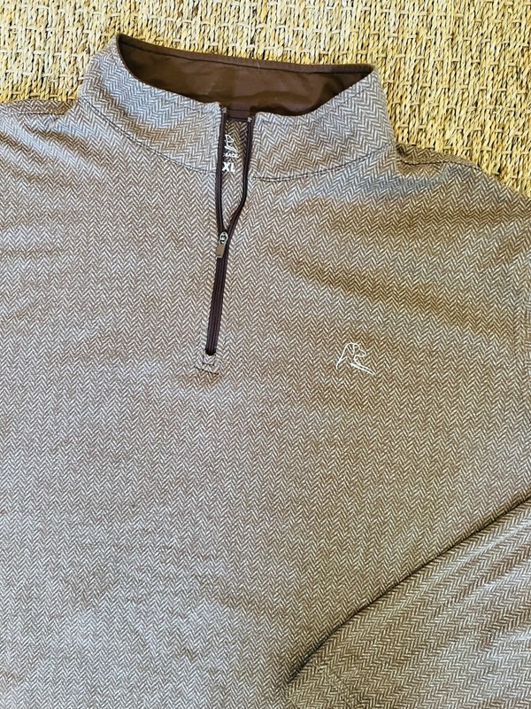 Rhoback Herringbone Jacquard Performance Quarter Zip L/S Men Brown Sz XXL gallery