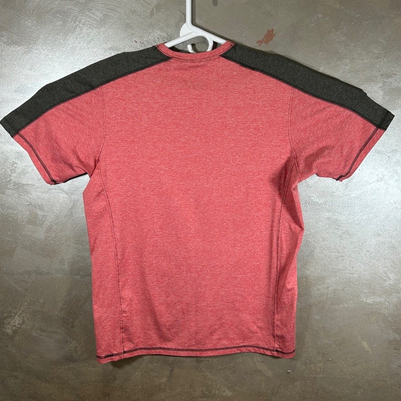 Columbia Omni-Wick Mens Small Red Heather Charcoal Grey Colorblock T-Shirt Small gallery