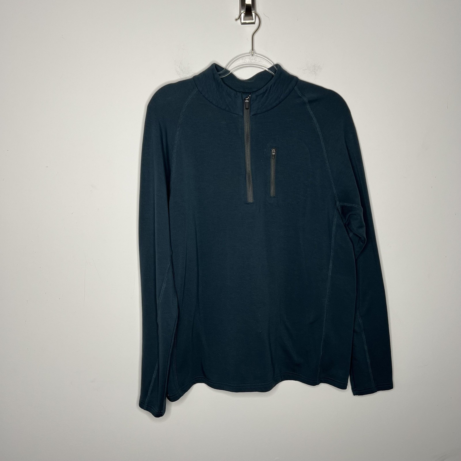 Free Fly Pullover Mens Medium Blue Performance Bamboo Quarter Zip Mock Neck gallery