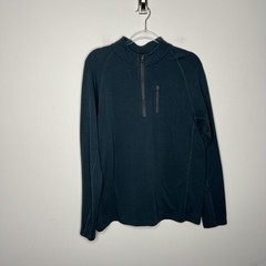 Free Fly Pullover Mens Medium Blue Performance Bamboo Quarter Zip Mock Neck