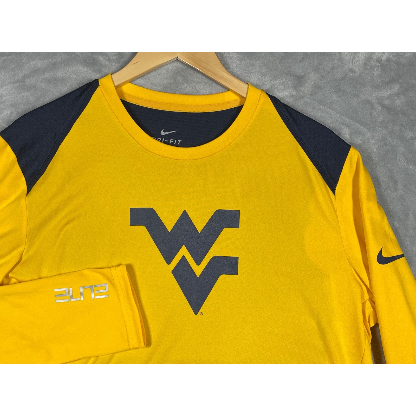 Nike West Virginia Mountaineers Mens Medium Dri-FIT Elite Long Sleeve Shirt Gold gallery