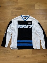 Forever 21 Moto Sport 1997 Graphic Mesh Hockey Jersey