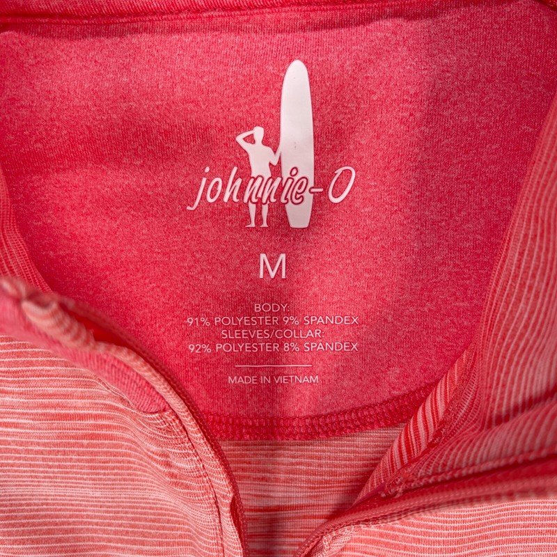 JOHNNIE-O Mens MEDIUM Bert 1/4 Zip Pullover Taffy Striped Performance Golf $128 gallery