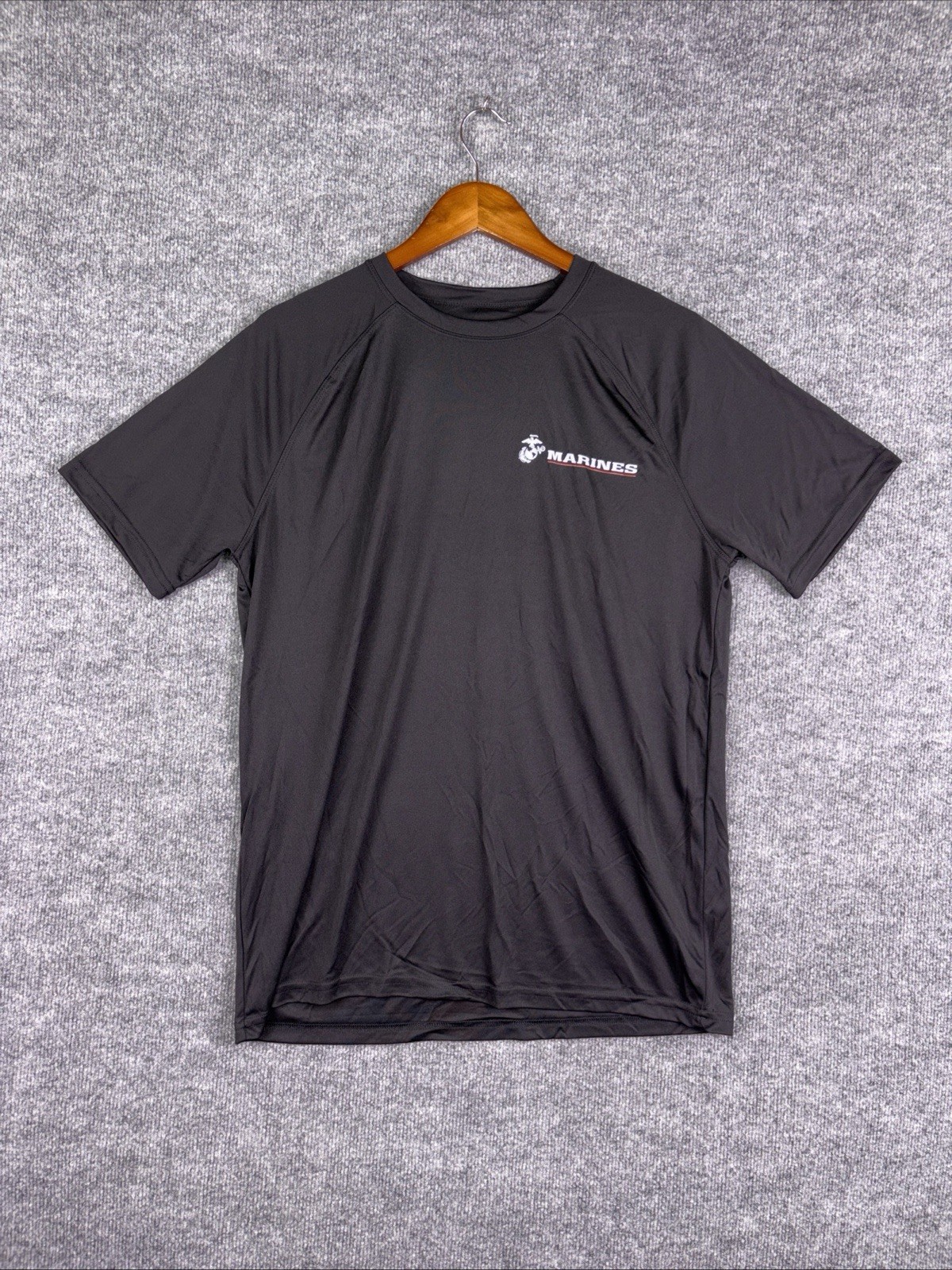USMC Marines T-Shirt Mens M Black Moisture Wicking Performance Athletic Mesh EGA gallery