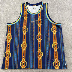 NIKE Men’s 2XL Dri-FIT Basketball Jersey Center Swoosh Tank Aztec Southwest Blue