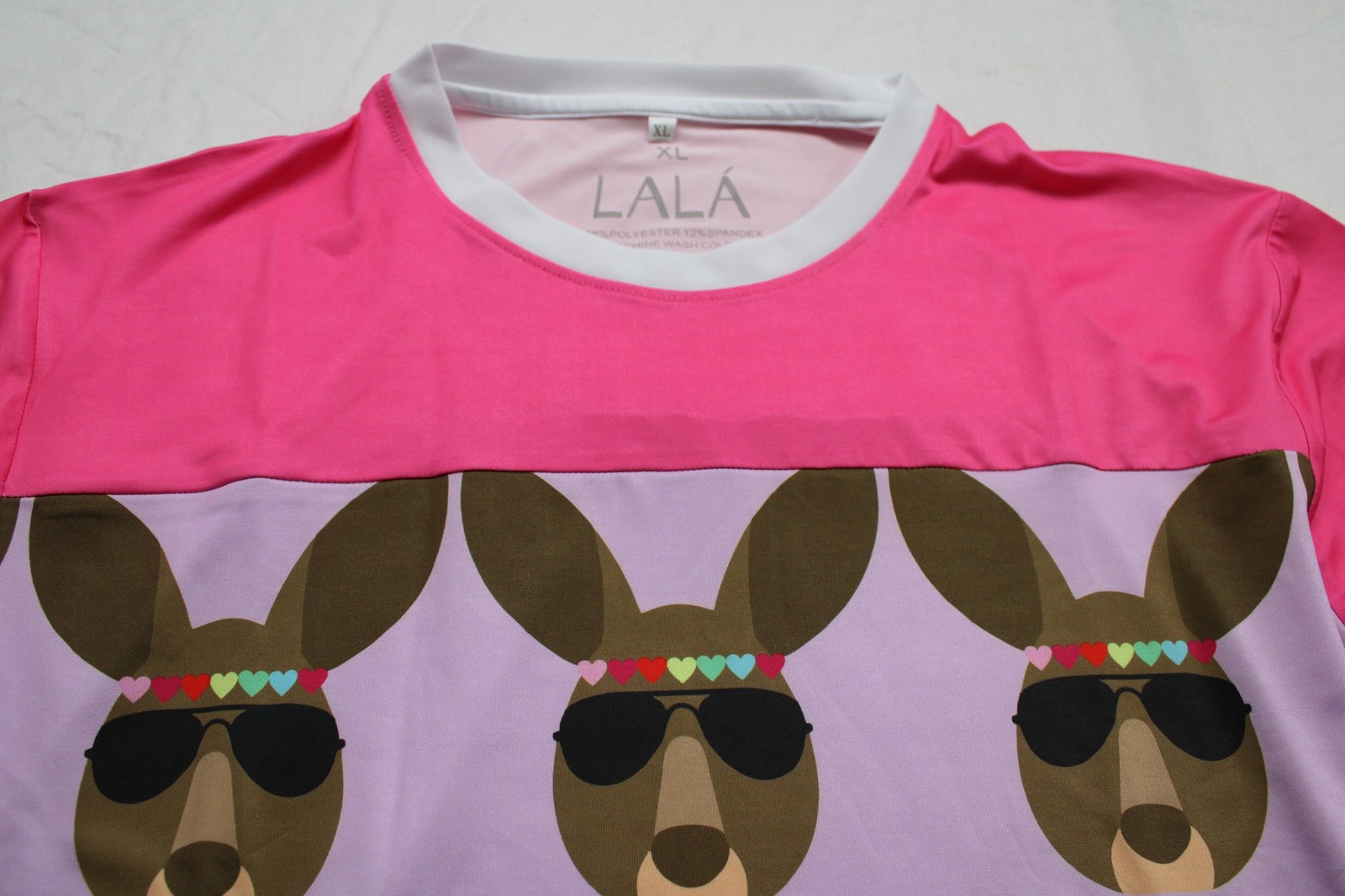 Lalá Sportswear Men's Kangaroo Short Sleeve Crew Neck T-Shirt JK5 Pink Size XL gallery