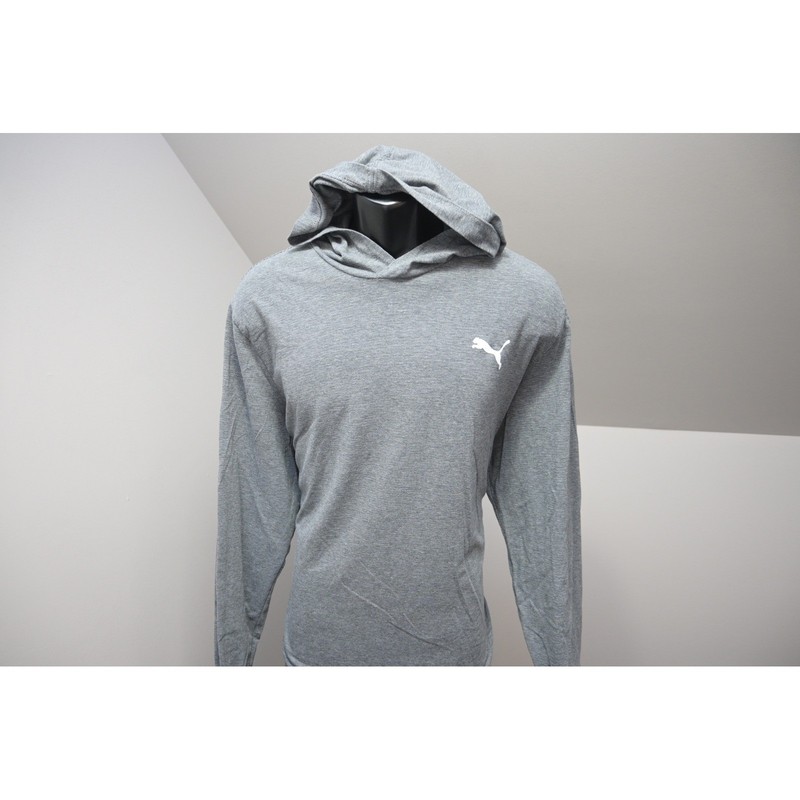 Puma Hooded Sweat Shirt T-Shirt Mens XL Grey Long Sleeve Athletic Performance gallery
