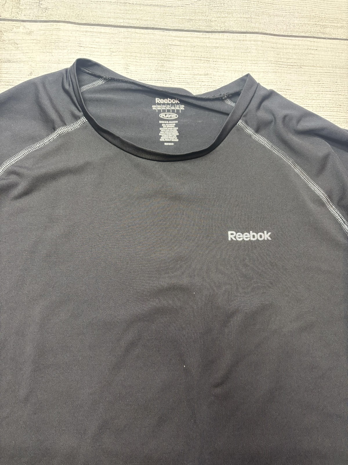 Reebok PlayDry Shirt Mens XL Black Short Sleeve Athletic Performance Top gallery