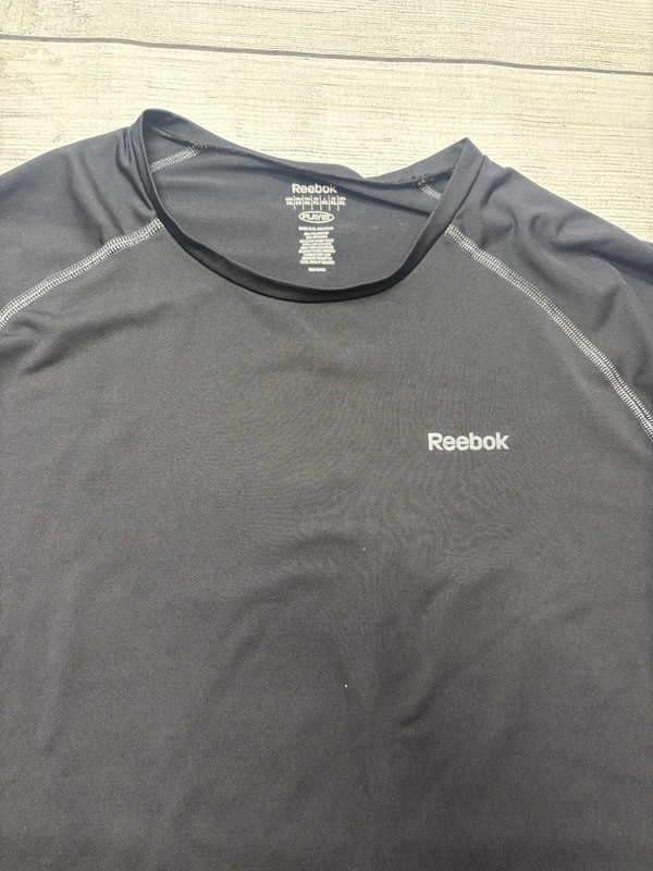 Reebok PlayDry Shirt Mens XL Black Short Sleeve Athletic Performance Top gallery