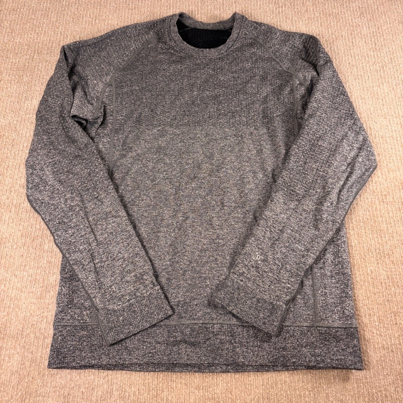 Lululemon Gray Engineered Warmth LS Crew Merino Wool Men's Size Small gallery
