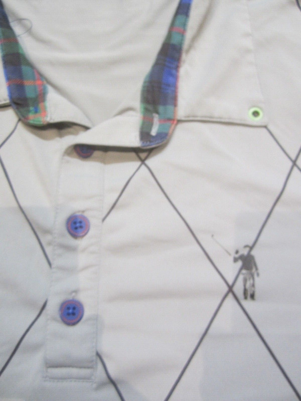 William Murray Golf Gray Argyle Print Polo T-Shirt Size Large EUC gallery