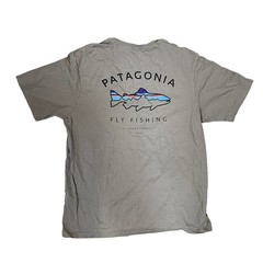 Patagonia Men’s Framed Fitz Roy Trout Organic T-Shirt Gray Size M