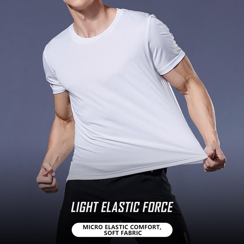 Men's Quick Dry Short Sleeve Gym Running Moisture Wicking Round Neck T-shirt Tra gallery